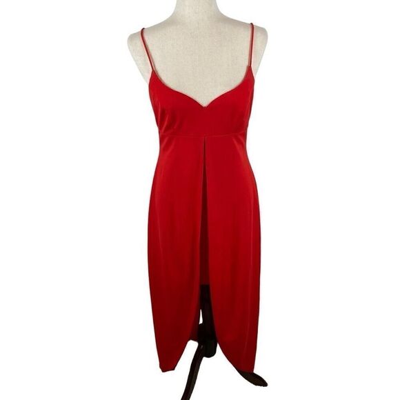 Vintage Y2K NIKI by Niki Livas Red Tulip Dress Womens S Hi-low Spaghetti Strap - Picture 2 of 9